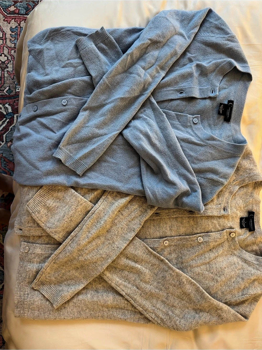 Set of Two Cashmere Cardigans - Small - Grey and Blue